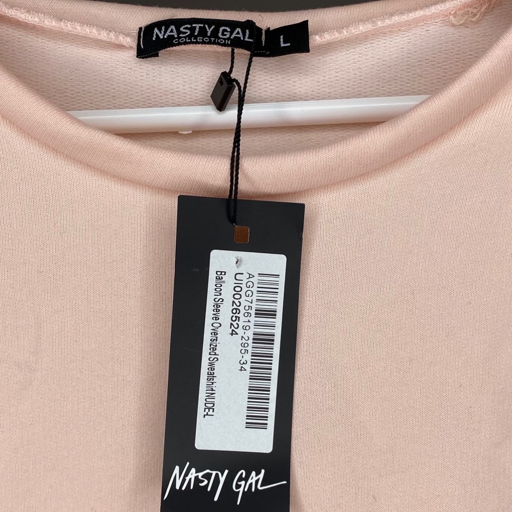 Nasty Gal Balloon Sleeve Oversized Sweatshirt L - Picture 3 of 4